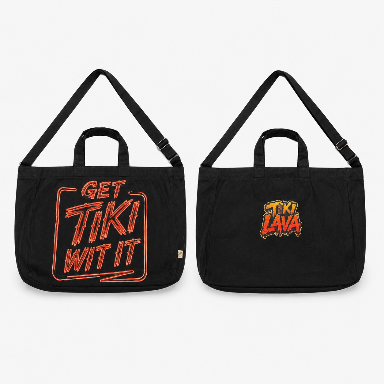 Tiki Lava Graphic Shoulder Strap Tote Bag