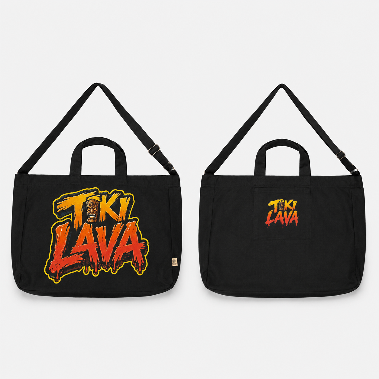 Tiki Lava Graphic Shoulder Strap Tote Bag