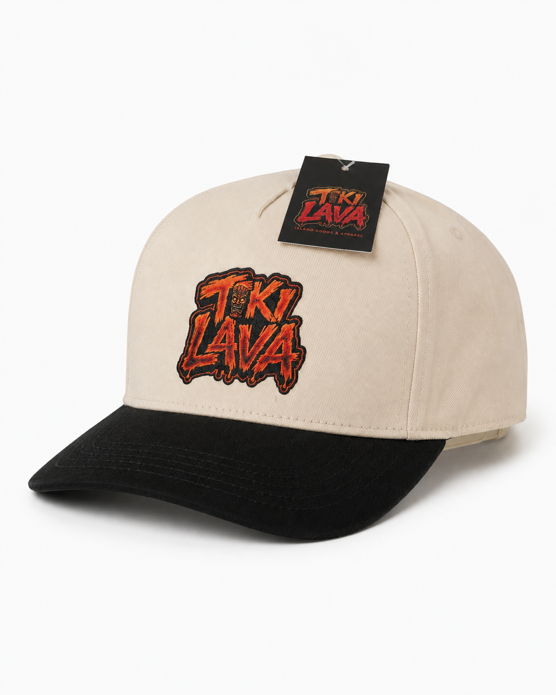 Tiki Lava Cream & Black Snapback Hat