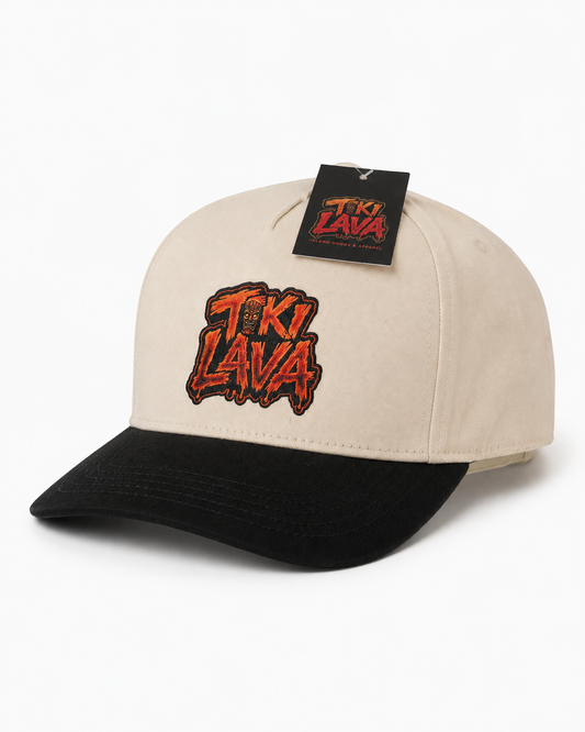 Tiki Lava Cream & Black Snapback Hat